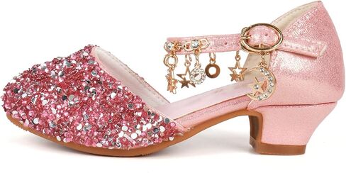 ChuLian Little Kids Girls Dress Pumps Glitter Sequins Princess Low Heels Mary Jane Party Dance Shoes Rhinestone Sandals in Saudi Arabia