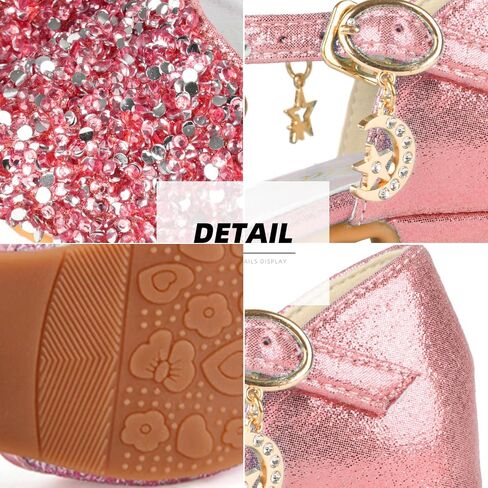 ChuLian Little Kids Girls Dress Pumps Glitter Sequins Princess Low Heels Mary Jane Party Dance Shoes Rhinestone Sandals in Saudi Arabia