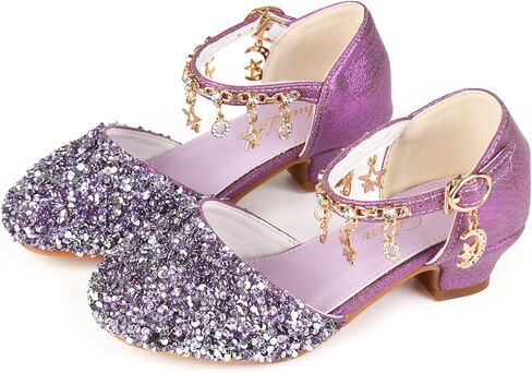 ChuLian Little Kids Girls Dress Pumps Glitter Sequins Princess Low Heels Mary Jane Party Dance Shoes Rhinestone Sandals in Saudi Arabia