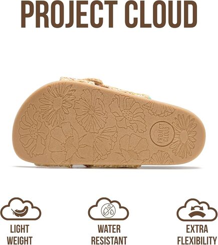 Project Cloud Girls Sandals - Adjustable Buckle Girls Slides with Plush and Soft Insole Kids Sandals - Non-Slip and Lightweight Slides for Kids in Saudi Arabia