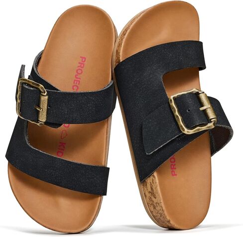 Project Cloud Girls Sandals - Adjustable Buckle Girls Slides with Plush and Soft Insole Kids Sandals - Non-Slip and Lightweight Slides for Kids in Saudi Arabia