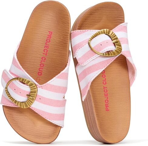 Project Cloud Girls Sandals - Adjustable Buckle Girls Slides with Plush and Soft Insole Kids Sandals - Non-Slip and Lightweight Slides for Kids in Saudi Arabia