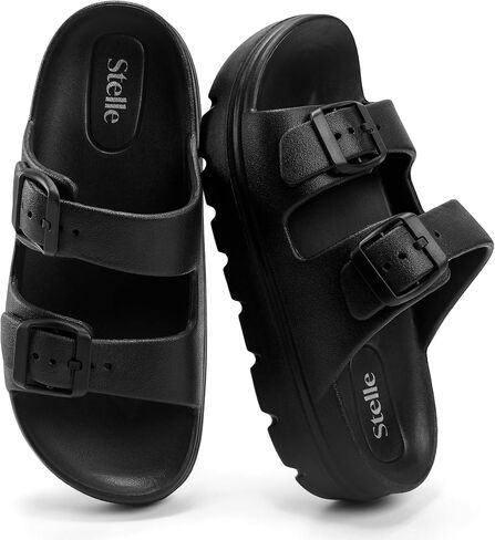 Stelle Girls Double Buckle Slide Sandals Boy Slippers Kids Summer Shoes Shower Beach Pool Slip on Clouds in Kuwait