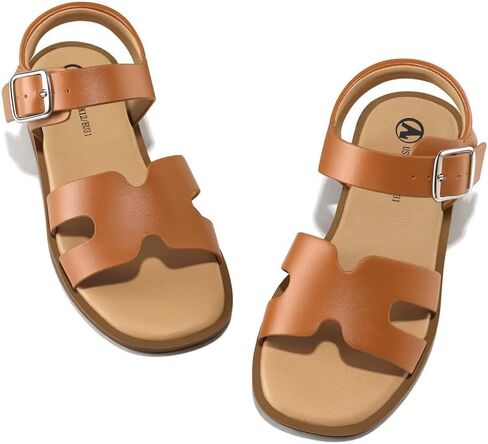 Girls Sandals Open Toe Cute Flats Dress Sandals with Adjustable Buckle – Open Toe Casual Summer Shoes for Little Kid/Big Kid in Saudi Arabia