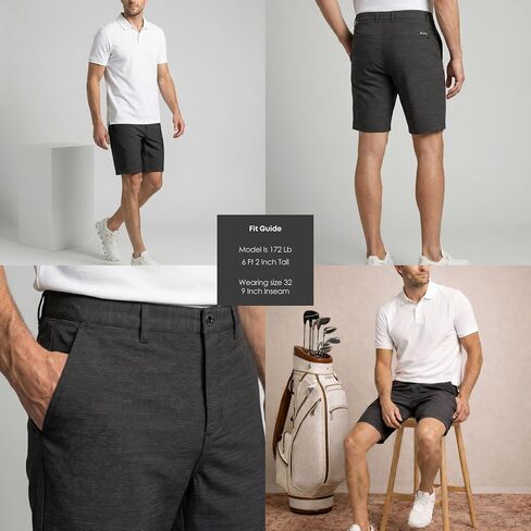Visive Men’s All in One 4 Pack 9 Inch Hybrid Golf Shorts - Casual Flat Front Dress Shorts - Quick Dry Stretch in Saudi Arabia