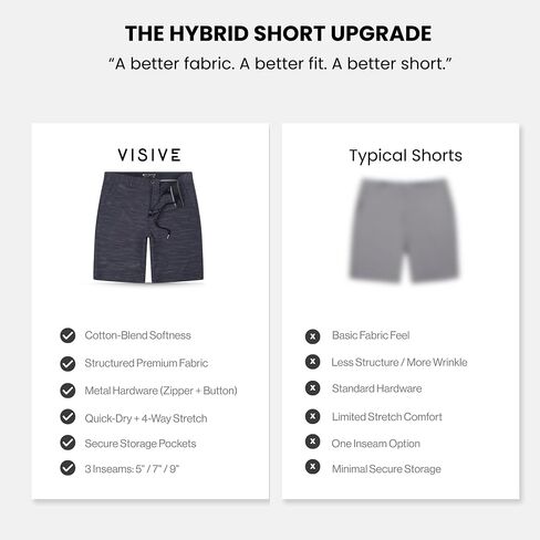 Visive Men’s All in One 4 Pack 9 Inch Hybrid Golf Shorts - Casual Flat Front Dress Shorts - Quick Dry Stretch in Saudi Arabia