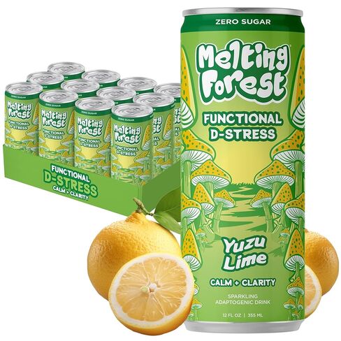 Melting Forest Functional Mushroom D-Stress - Adaptogen Drink with L-Theanine, Reishi, Lion's Mane & Magnesium - Relaxation Drinks for Stress Relief - Zero Sugar, 5 Calories - Variety Pack (12-Pack) in Saudi Arabia