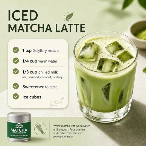 Suiyilary Ceremonial Grade Matcha Powder, Premium First Harvest Green Tea Powder – 100% Pure Matcha Tea, Vegan, Gluten-Free, Sugar-Free with No Additives (30g/1.06oz) in Saudi Arabia