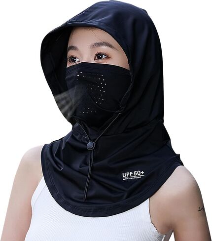 Adorila Face Cover for Sun UV Protection, Breathable Cooling Balaclava Face Mask, Summer Cooling Neck Gaiter for Women Fishing Outdoors (Black) in Kuwait