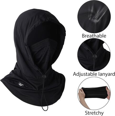 Adorila Face Cover for Sun UV Protection, Breathable Cooling Balaclava Face Mask, Summer Cooling Neck Gaiter for Women Fishing Outdoors (Black) in Kuwait