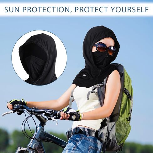 Adorila Face Cover for Sun UV Protection, Breathable Cooling Balaclava Face Mask, Summer Cooling Neck Gaiter for Women Fishing Outdoors (Black) in Kuwait