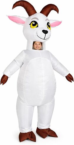 Inflatable Goat Costume Adult Funny Halloween Blow Up White Sheep Cosplay Party Suit in Kuwait