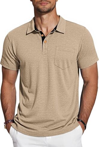 Mens Polo Shirts Short Sleeve Cotton Casual Summer Knit Golf Stylish in Saudi Arabia
