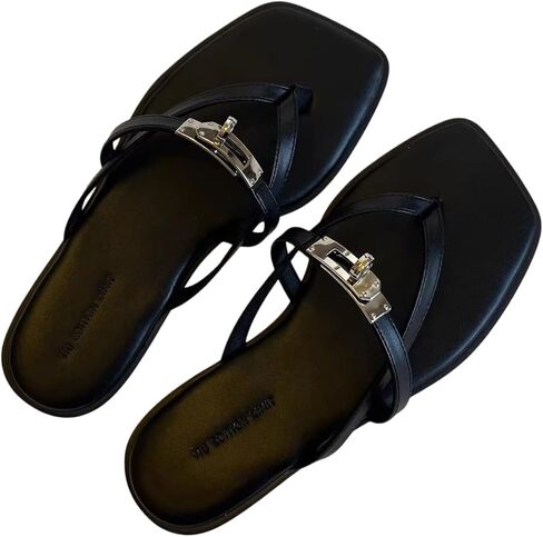 Black, stylish and fashionable flip flops slippers. Retro style. Suitable for home, daily use, outings and traveling. in Kuwait