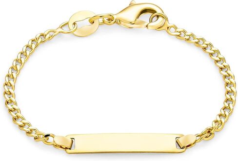 Bling Jewelry Tiny ID Bracelet - Yellow Gold Plated Engravable Identification Tag for Women Small Wrists 5 Inch in Kuwait