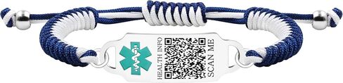 سوار تنبيه طبي برمز QR قابل للتحرير من Uloveido، معرف صحي QR ديناميكي محفور مخصص، تحديث معلومات الطوارئ في أي وقت، سوار معصم حبل قابل للتعديل in Kuwait