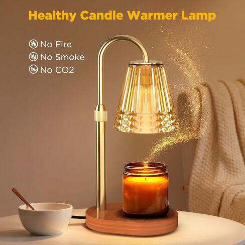 Candle Warmer Lamp with Timer, Wood Base Home Decor Candle Warmers, 4 Lights and 3 Timers. Table Lamp Birthday Gift for Women, Suitable for Room, Bedroom, Offices, and Living Rooms in Saudi Arabia