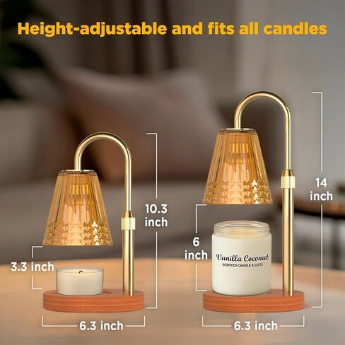 Candle Warmer Lamp with Timer, Wood Base Home Decor Candle Warmers, 4 Lights and 3 Timers. Table Lamp Birthday Gift for Women, Suitable for Room, Bedroom, Offices, and Living Rooms in Saudi Arabia