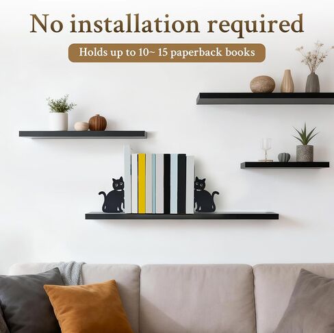 BEISE Black Cat Bookends, Decorative Book Ends Metal with 2 Cute Black Kittens for Shelf Decor, Office Desk, Home Kitchen Organizer, Unique Book Lover Gift, Funny Gifts for cat Lovers in Kuwait
