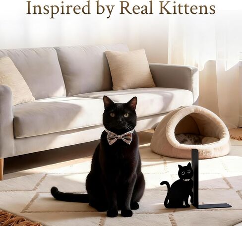 BEISE Black Cat Bookends, Decorative Book Ends Metal with 2 Cute Black Kittens for Shelf Decor, Office Desk, Home Kitchen Organizer, Unique Book Lover Gift, Funny Gifts for cat Lovers in Kuwait