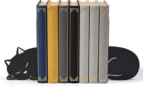 BEISE Black Cat Bookends, Decorative Book Ends Metal with 2 Cute Black Kittens for Shelf Decor, Office Desk, Home Kitchen Organizer, Unique Book Lover Gift, Funny Gifts for cat Lovers in Kuwait