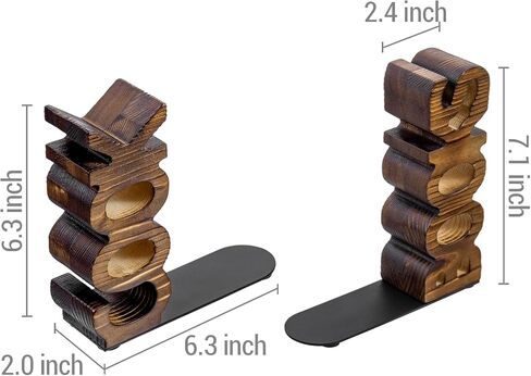 MyGift Rustic Burnt Wood Tabletop Cook and Books Decorative Bookends for Kitchen Countertop, Cookbook Display Holder 2 pc Set in Kuwait