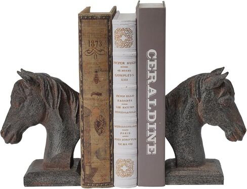 Braxio Horse Bookends Vintage Decor - Set of 2 Antique Rust Finished Horse Head Book Ends for Shelves Desk Office Decor Gifts 5.3 x 3.7 x 7 Inches in Saudi Arabia