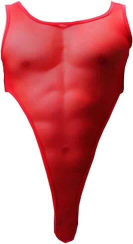 Men's One Piece Mesh See Through Mankini Bodysuit Leotard High Cut G-String Thongs Bikini Underwear in Kuwait