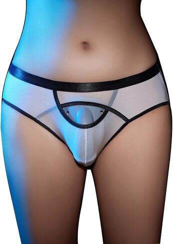Femboy Men's Sexy Sissy Panties Shiny Ice Silk See Through Lingerie Low Rise Cut Out Briefs in Saudi Arabia