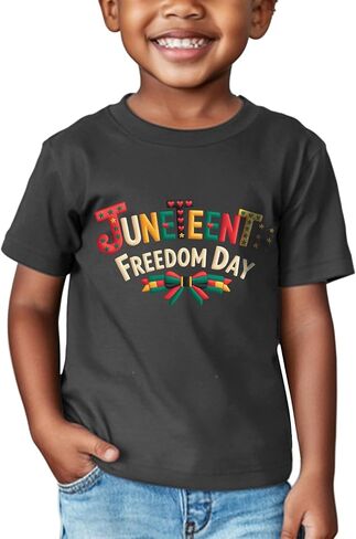 Toddler Juneteenth Shirt for Kids Boys Girls 1865 June 19th Black History T-Shirt Freedom Short Sleeve Cotton 2T-8Y in Saudi Arabia