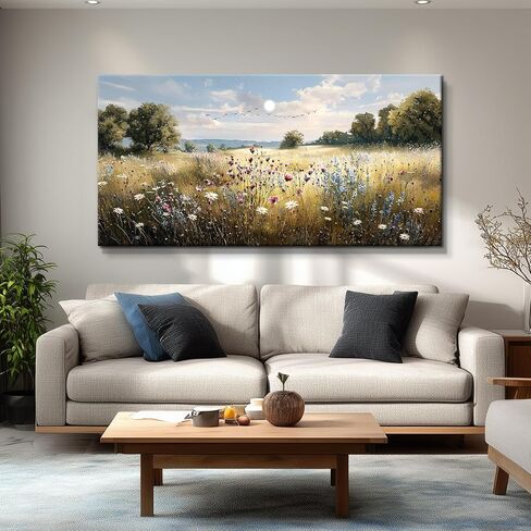 WLWBINTING Vintage Canvas Wall Art,Country Farmhouse Decor,Natural Landscape Painting Floral Decor Retro Scenery Wildflower Picture For Bedroom Living Room Office Decor Above Of Bed Large Home Decor in Saudi Arabia