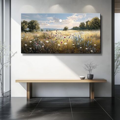 WLWBINTING Vintage Canvas Wall Art,Country Farmhouse Decor,Natural Landscape Painting Floral Decor Retro Scenery Wildflower Picture For Bedroom Living Room Office Decor Above Of Bed Large Home Decor in Saudi Arabia