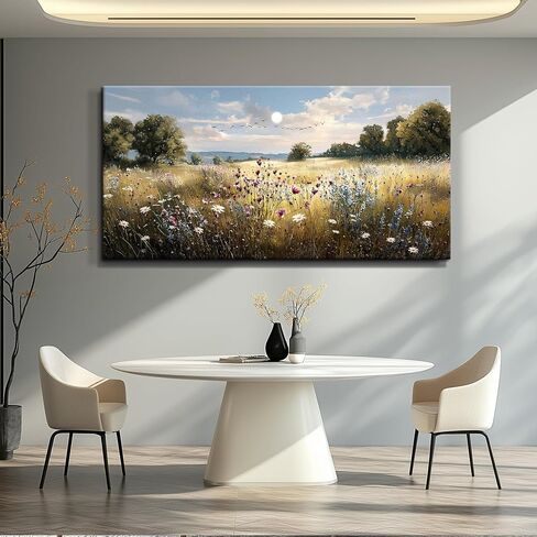 WLWBINTING Vintage Canvas Wall Art,Country Farmhouse Decor,Natural Landscape Painting Floral Decor Retro Scenery Wildflower Picture For Bedroom Living Room Office Decor Above Of Bed Large Home Decor in Saudi Arabia