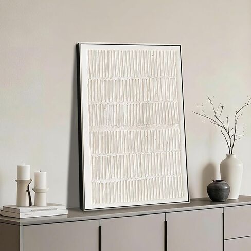 VGICH Large Framed Canvas Wall Art, Modern Abstract Wall Art for Living Room, Beige Textured 100% Hand-painted Painting, Minimalist Wall Decor for Living Room, Bedroom, Office, Hallway, 27x43 Inch in Saudi Arabia