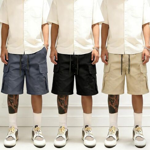 3 Pack Men's Cargo Shorts Stretch Waist Casual Work Tactical Shorts with Pockets for Hiking Camping Fishing in Saudi Arabia