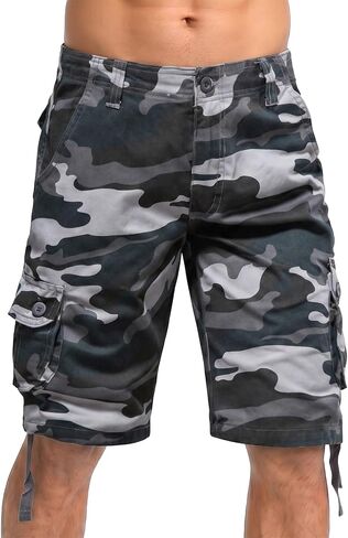 Men's Camouflage Cargo Shorts Relaxed Fit Knee Length Camo Casual Outdoor Shorts in Saudi Arabia
