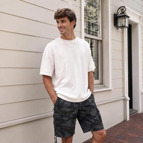 Men's Camouflage Cargo Shorts Relaxed Fit Knee Length Camo Casual Outdoor Shorts in Kuwait