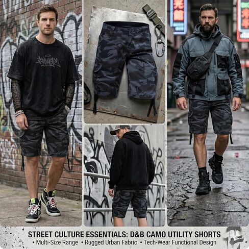 Men's Camouflage Cargo Shorts Relaxed Fit Knee Length Camo Casual Outdoor Shorts in Kuwait