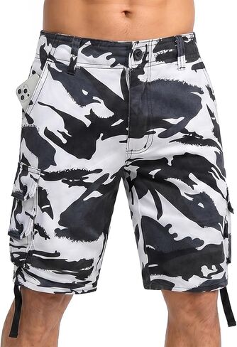 Men's Camouflage Cargo Shorts Relaxed Fit Knee Length Camo Casual Outdoor Shorts in Kuwait
