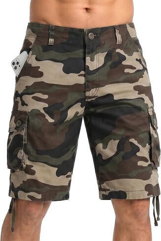 Men's Camouflage Cargo Shorts Relaxed Fit Knee Length Camo Casual Outdoor Shorts in Kuwait