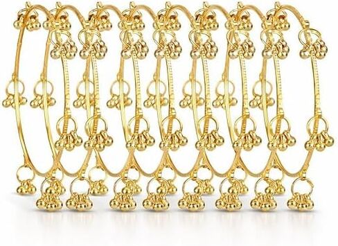 8 pc Gold Polish Indian Kashmiri Latkan Bangles for Women Ethnic Traditional Chudi Bracelet Kada Set Birthday Valentines Gifts in Kuwait