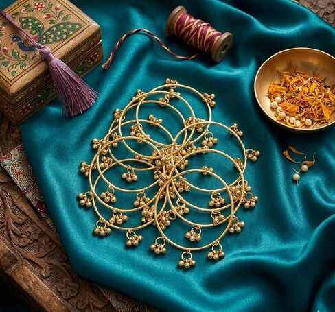 8 pc Gold Polish Indian Kashmiri Latkan Bangles for Women Ethnic Traditional Chudi Bracelet Kada Set Birthday Valentines Gifts in Kuwait