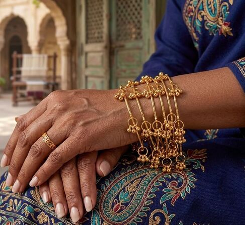 8 pc Gold Polish Indian Kashmiri Latkan Bangles for Women Ethnic Traditional Chudi Bracelet Kada Set Birthday Valentines Gifts in Kuwait