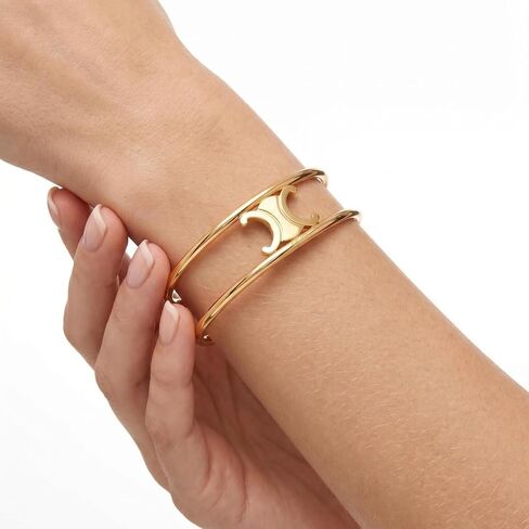 18K Gold Plated Copper Open Bangle for Women, Adjustable Dainty Bracelet, Hypoallergenic Elegant Jewelry for Daily Wear & Gift in Kuwait