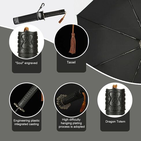Katana Umbrella Samurai Umbrella Full-Automatic Katana Umbrella Wind Resistance & Rust-Proof Strong Umbrella Portable Stylish Sword Umbrella for Men Gifts Cosplay Decoration in Saudi Arabia