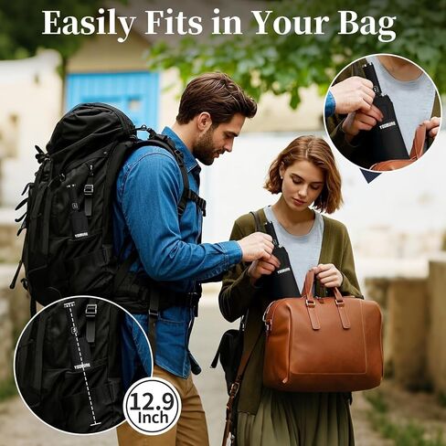 Yoobure Windproof Travel Umbrella with Wood Handle - Automatic Umbrellas for Rain & UV Sun Protection, Compact 46" Large Canopy, Lightweight Backpack Portable for Walking & Outdoor in Saudi Arabia