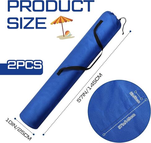 Dunzy 2 Pcs Beach Bags for Umbrella Waterproof Storage Bag for Umbrella with Shoulder Strap Carry Handle Large Foldable Bag for Umbrellas Outdoor Camping Traveling Patio Beach, Blue, 57 x 10 Inch in Kuwait