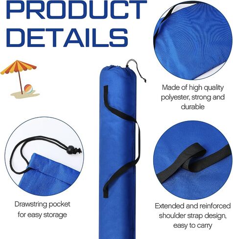 Dunzy 2 Pcs Beach Bags for Umbrella Waterproof Storage Bag for Umbrella with Shoulder Strap Carry Handle Large Foldable Bag for Umbrellas Outdoor Camping Traveling Patio Beach, Blue, 57 x 10 Inch in Kuwait