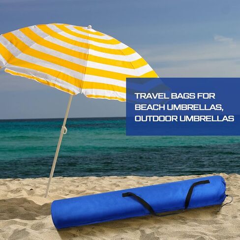 Dunzy 2 Pcs Beach Bags for Umbrella Waterproof Storage Bag for Umbrella with Shoulder Strap Carry Handle Large Foldable Bag for Umbrellas Outdoor Camping Traveling Patio Beach, Blue, 57 x 10 Inch in Kuwait