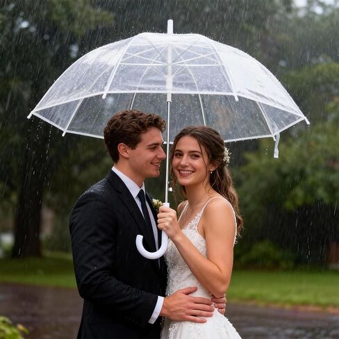 6 Pcs Clear Umbrella Wedding, Durable Transparent Rain Clear Umbrella Bulk with Wedding Thank You Cards for Wedding Bride Groom Photography Outdoor Anniversary Party Favors in Saudi Arabia